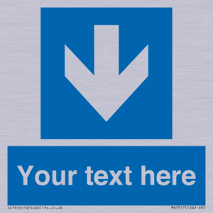 Custom Directional signage blue down arrow 